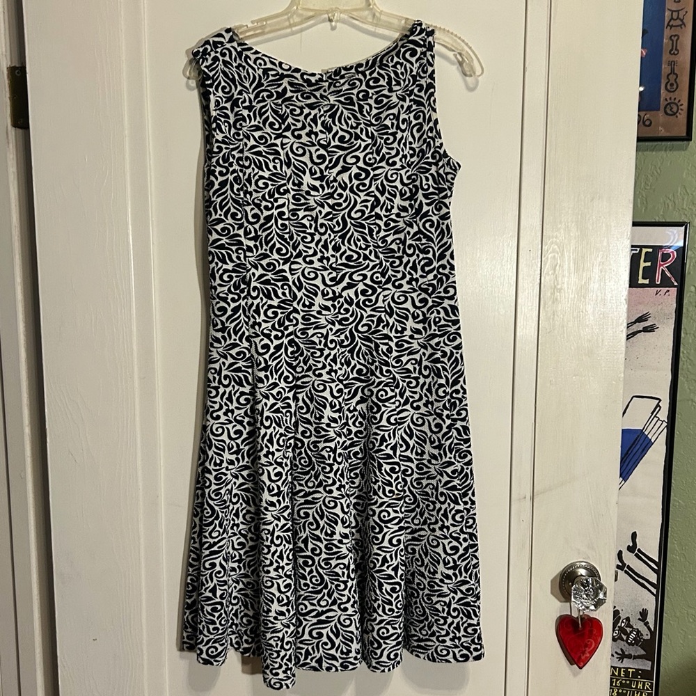 Haani Dress Womens Blue White Print Textured Sheath Dress size Petite XL